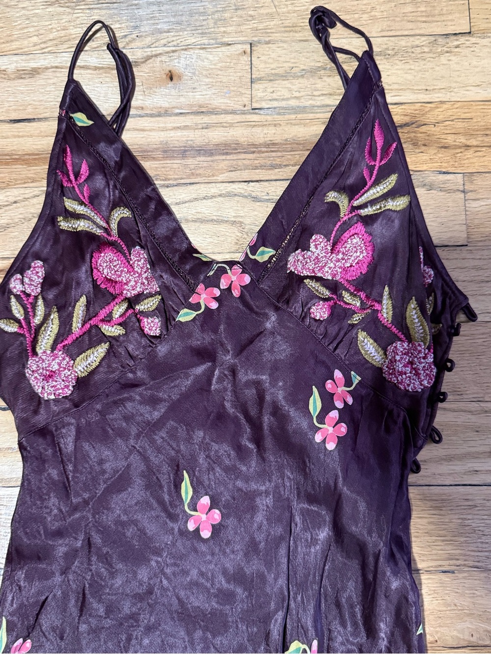 Free People Daisy Midi Slip Dress in Chocolate Nibs Combo - Size M - Picture 5 of 7